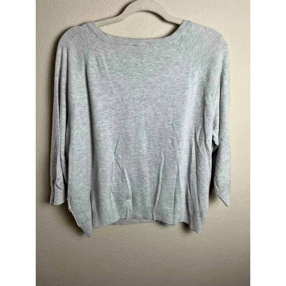 Torrid | Women's Plus Size 2, Sweater w/ Lace Cardigan Gray - Picture 2 of 4